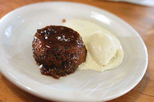 Sticky toffee pudding, ice cream, maldon salt