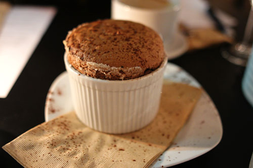 Dark Chocolate Soufflé, Vanilla - Whisky Ice Cream, Hot Chocolate Cream