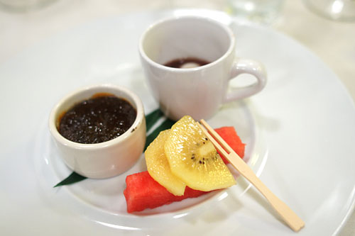 Sesame Crème Brûlée and Sesame Mochi with Azuki Bean