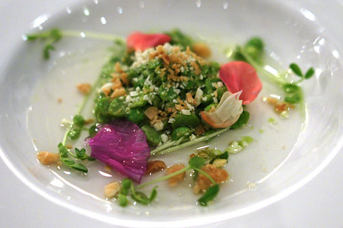 2X-SHUCKED PEAS IN A CONSOMME OF THE SHELLS