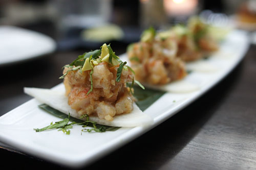 Grilled Mazatlan Blue Shrimp Tostaditas