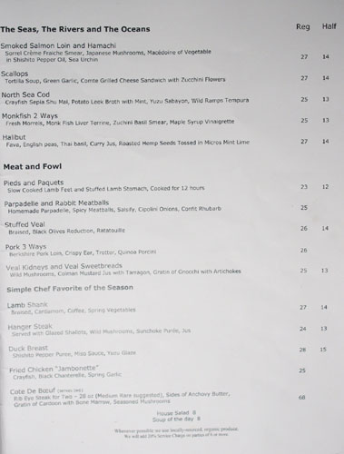 Bistro LQ Menu