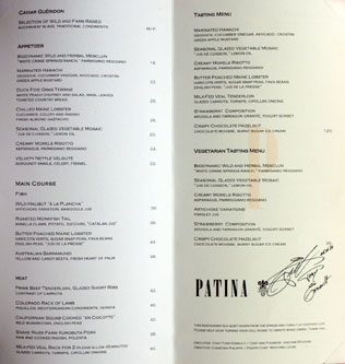 Patina Menu