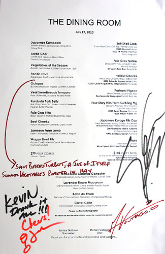 The Dining Room Menu