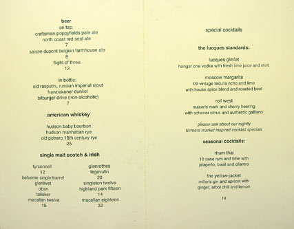 Lucques Drink Menu