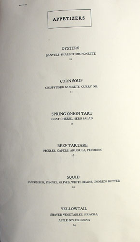 Bastide Menu