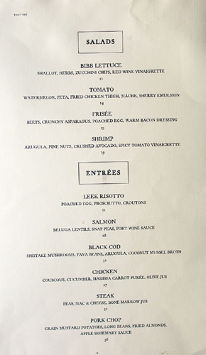 Bastide Menu