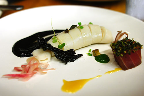 California Baby Squid and Tuna Sashimi 'Nuta'-Style