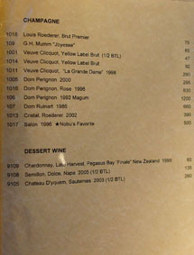 Matsuhisa Wine List