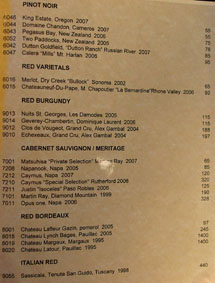 Matsuhisa Wine List