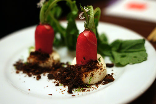 RADISHES, coco-butter, lime, dried soy