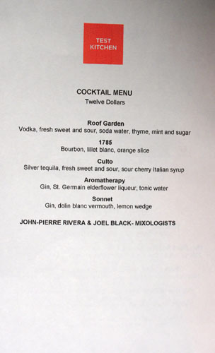 Test Kitchen (Neal Fraser) Menu