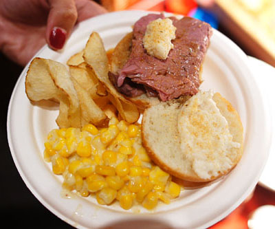 Prime Rib Sliders / Cream Corn / Homemade Potato Chips