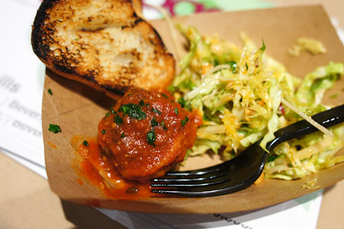 Free Range Turkey Meatballs with Frosh Mozzarella and Plum Tomato Sauce / Cabbage Patch Slaw