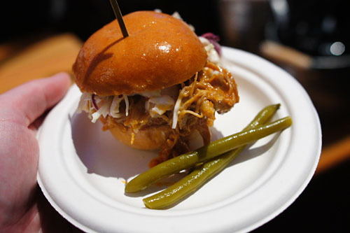 BBQ Pork Slider with Pickled Beans and Coleslaw