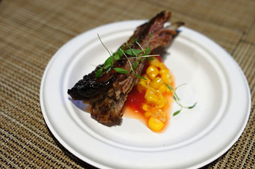 Lamb Ribs with Corn and Watermelon