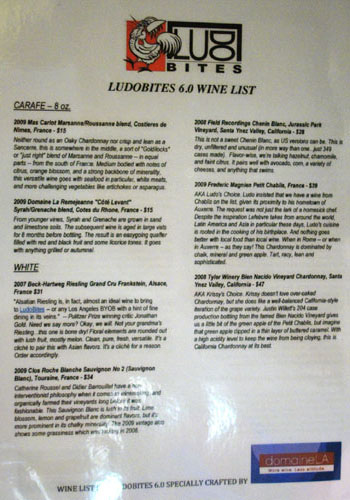 LudoBites 6.0 Wine List