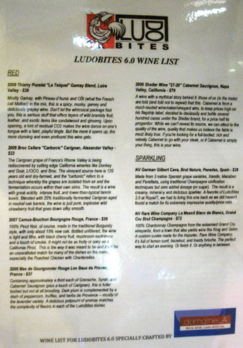 LudoBites 6.0 Wine List