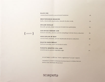 Scarpetta Beverly Hills Menu