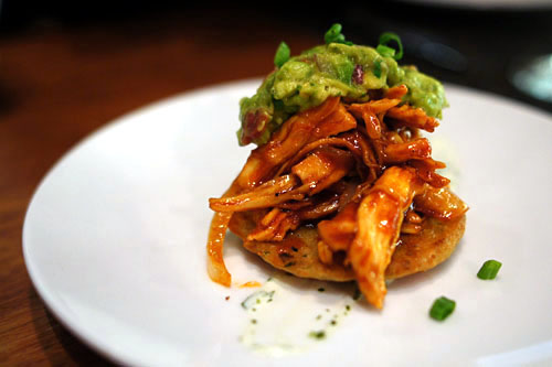 BBQ Chicken tamale, cilantro cream sauce