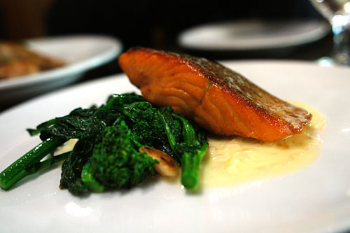 Roasted steelhead salmon, sautéed rapini, shallots, meyer lemon