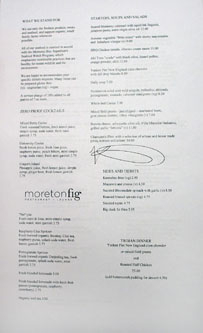 Moreton Dinner Menu