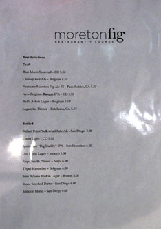 Moreton Fig Beer List