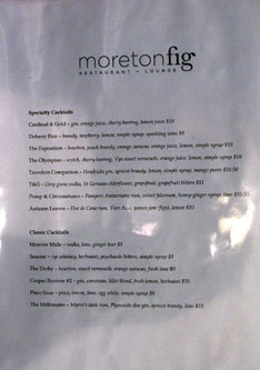 Moreton Fig Cocktail List