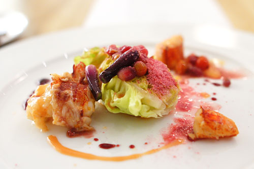 Lobster | pomegranate, slow poached lobster, coleman's farm butter lettuce, sweet onion, pomegranate hot and snow