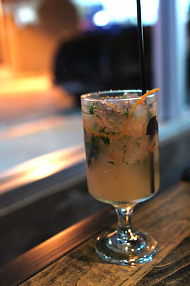 #18 - Krome Vodka, Chili-Anise Shrub, Lime, Grapefruit, Peychaud's Bitters, Thai Basil, Ginger Beer