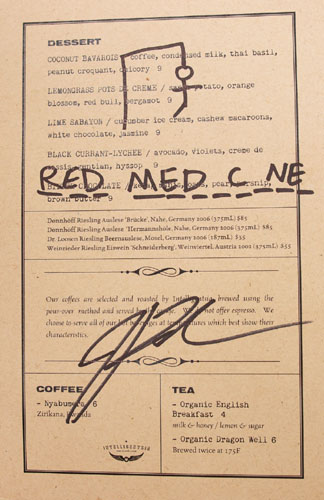 Red Medicine Dessert Menu