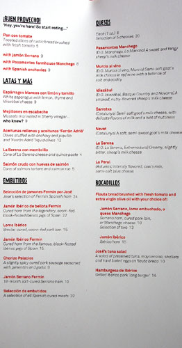 Jaleo Menu