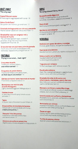 Jaleo Menu