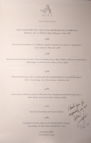 Alex Tasting Menu