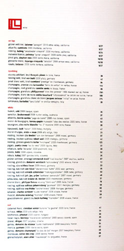 Lukshon Wine List