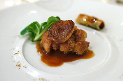 Sautéed Sweetbreads with Sweet Onion Pastilla & Caramelized Onion