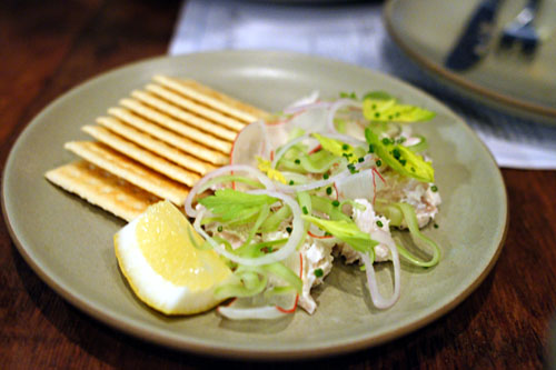 Smoked Mahi Fish Dip, Celery, Radish, Crackers