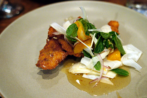 Alligator Schnitzel, Heart of Palm, Orange