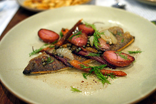 Idaho Trout, Carrot, Potato, Caper Dill Butter