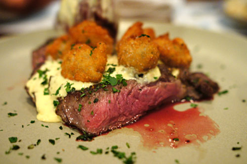 Niman Ranch Rib-Eye, Fried Oysters, Béarnaise, Fries