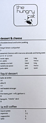 The Hungry Cat Dessert Menu