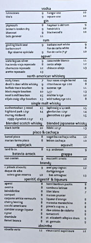 The Hungry Cat After-Dinner Drink List