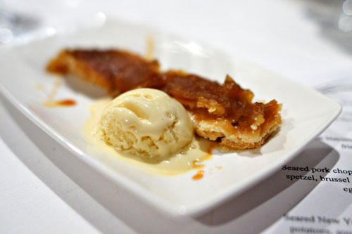 Apple tart with burnt milk ice cream