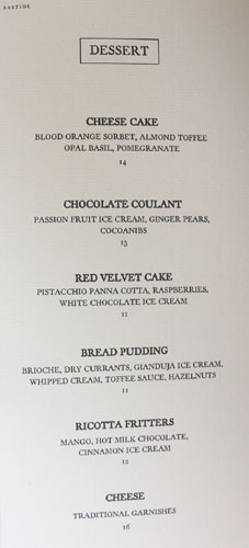 Bastide Dessert Menu