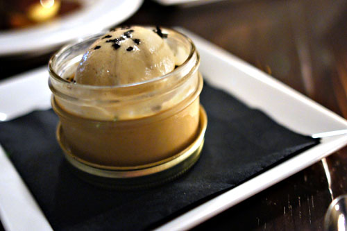 Butterscotch pot de crème, salted caramel ice-cream