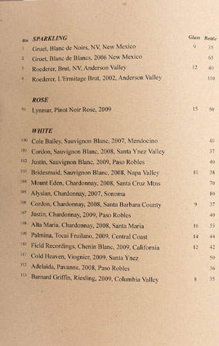 Wood & Vine Wine List