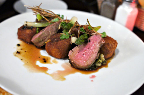 Veal Filet, Polenta Croquettes, Leek Truffle Sauce