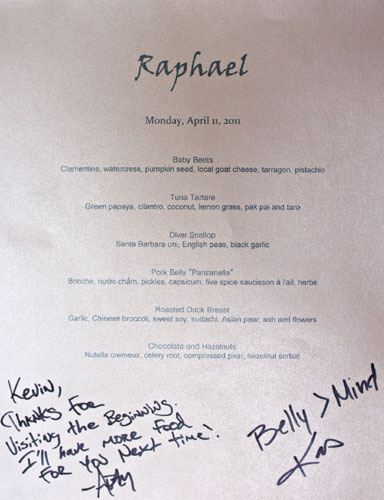 Raphael Tasting Menu