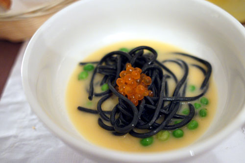 Squid Ink Noodles/ Ika Shiokara-Butter Emulsification/ Ikura.