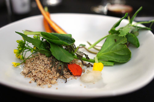 bouquet of greens with soil